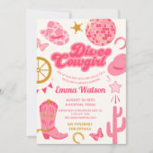 ディスコ女性のカーボーイバチェロレッテ 招待状 (正面)