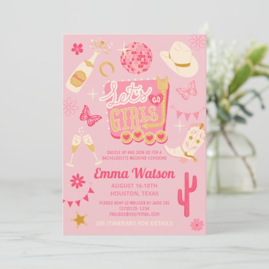 ディスコ女性のカーボーイバチェロレッテ 招待状 (スタンド正面)