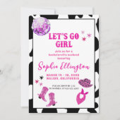 ディスコ女性のカーボーイバチェロレッテ 招待状 (正面)