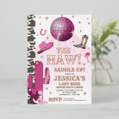 ディスコ女性のカーボーイバチェロレッテ 箔招待状 (立ち正面)