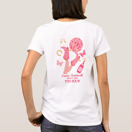 ディスコ女性のカーボーイバチェロレッテ Tシャツ (裏面)