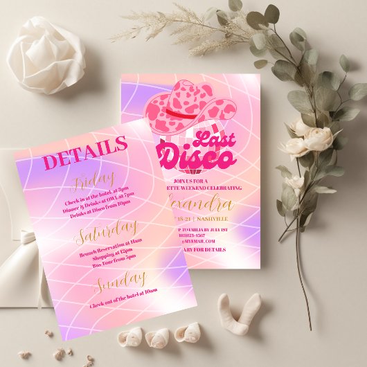 ディスコ女性のカーボーイピンクロデオバチェロレッテ 招待状