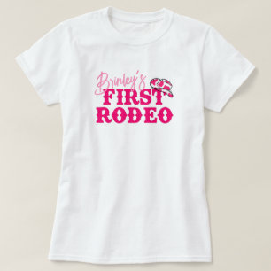 ディスコ女性のカーボーイファーストロデオ Tシャツ