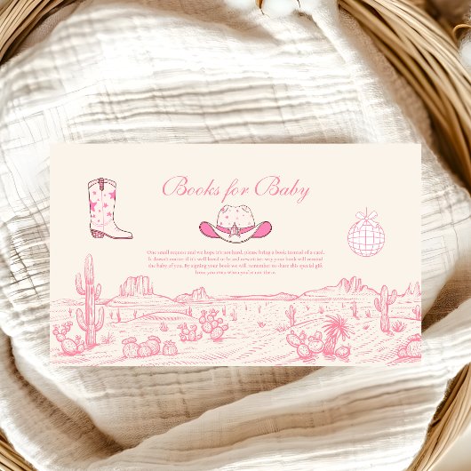 ディスコ女性のカーボーイベビーシャワーブックベビー エンクロージャーカード