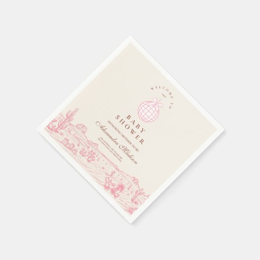 ディスコ女性のカーボーイベビーシャワー スタンダードカクテルナプキン (角)