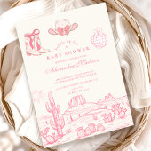 ディスコ女性のカーボーイベビーシャワー 招待状