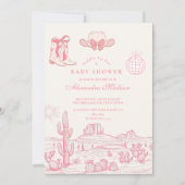 ディスコ女性のカーボーイベビーシャワー 招待状 (正面)