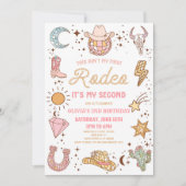 ディスコ女性のカーボーイマイセカンドロデオ2nd誕生日パーティー 招待状 (正面)