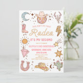 ディスコ女性のカーボーイマイセカンドロデオ2nd誕生日パーティー 招待状 (スタンド正面)