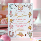 ディスコ女性のカーボーイマイセカンドロデオ2nd誕生日パーティー 招待状