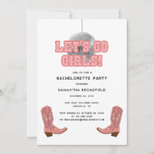 ディスコ女性のカーボーイレッツゴーガールズバチェロレッテ 招待状 (正面)
