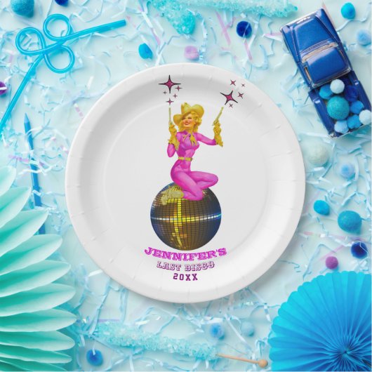 ディスコ女性のカーボーイレトロバチェロレッテ ペーパープレート (パーティー)