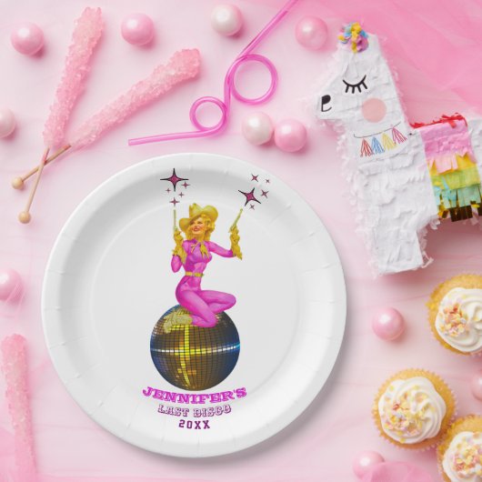 ディスコ女性のカーボーイレトロバチェロレッテ ペーパープレート (パーティー)