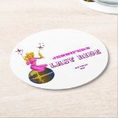 ディスコ女性のカーボーイレトロバチェロレッテ   ラウンドペーパーコースター (アングル)