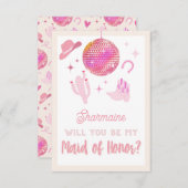 ディスコ女性のカーボーイロデオウィル私のメイド・オブ・オーナー（花嫁付き添い人） エンクロージャーカード (正面/裏面)