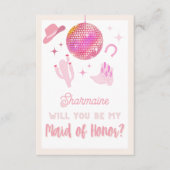 ディスコ女性のカーボーイロデオウィル私のメイド・オブ・オーナー(花嫁付き添い人) エンクロージャーカード (正面)