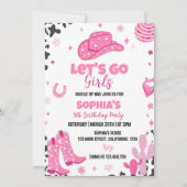 ディスコ女性のカーボーイロデオウェスタン誕生日招待状 招待状 (正面)