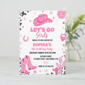 ディスコ女性のカーボーイロデオウェスタン誕生日招待状 招待状 (スタンド正面)