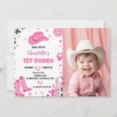 ディスコ女性のカーボーイロデオウェスタン誕生日招待状 招待状 (正面)