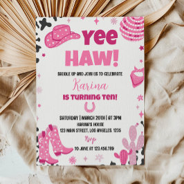 ディスコ女性のカーボーイロデオウェスタン誕生日招待状 招待状