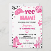 ディスコ女性のカーボーイロデオウェスタン誕生日招待状 招待状 (正面)