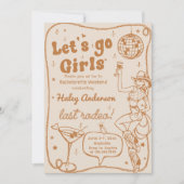 ディスコ女性のカーボーイロデオバチェロレッテウィークエンド 招待状 (正面)