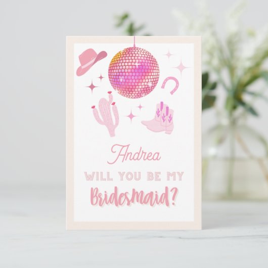 ディスコ女性のカーボーイロデオ私の花嫁のメイドになる エンクロージャーカード (スタンド正面)