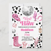 ディスコ女性のカーボーイ宇宙ロデオカントリーガール誕生日 招待状 (正面)