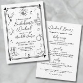 ディスコ女性のカーボーイ手描きバチェロレッテ 招待状