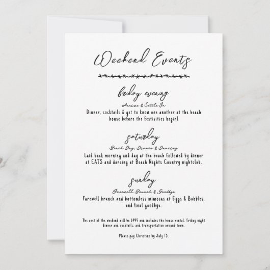 ディスコ女性のカーボーイ手描きバチェロレッテ 招待状 (裏面)