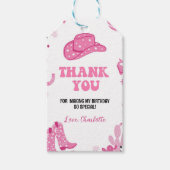 ディスコ女性のカーボーイ誕生日サンキューユーラベル ギフトタグ (正面)