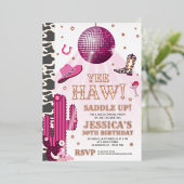 ディスコ女性のカーボーイ誕生日パーティーの招待 箔招待状 (立ち正面)