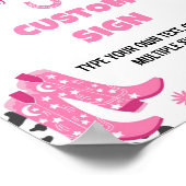 ディスコ女性のカーボーイ誕生日パーティーテーブルサイン ポスター (角)