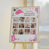 ディスコ女性のカーボーイ誕生日フォトマイルストーンポスター ポスター