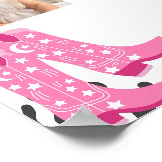 ディスコ女性のカーボーイ誕生日フォトマイルストーンポスター ポスター (角)