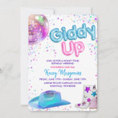 ディスコ女性のカーボーイ誕生日週末の日程 招待状 (正面)