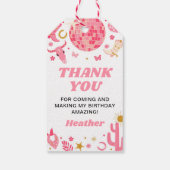 ディスコ宇宙ピンク女性のカーボーイ誕生日ありがとう好意 ギフトタグ (裏面)