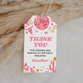 ディスコ宇宙ピンク女性のカーボーイ誕生日ありがとう好意 ギフトタグ