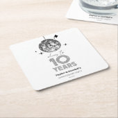 ディスコ応援結婚10周年パーティー スクエアペーパーコースター (アングル)