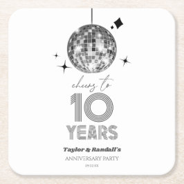 ディスコ応援結婚10周年パーティー スクエアペーパーコースター