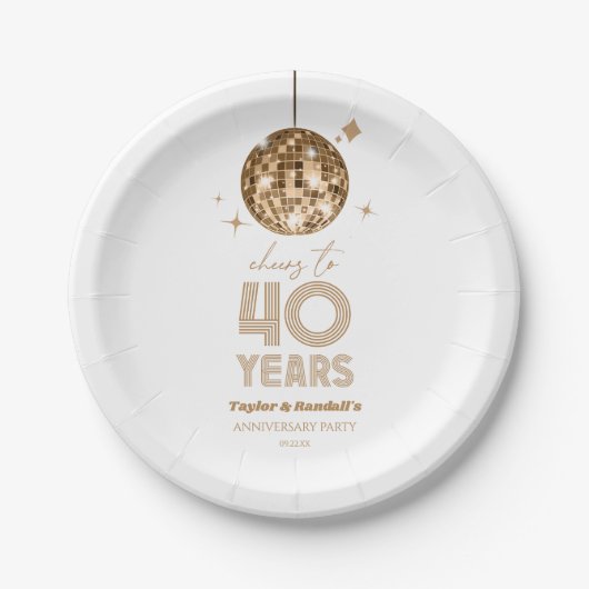ディスコ応援結婚40周年パーティー ペーパープレート (正面)