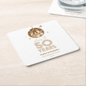 ディスコ応援結婚50周年パーティー スクエアペーパーコースター (アングル)