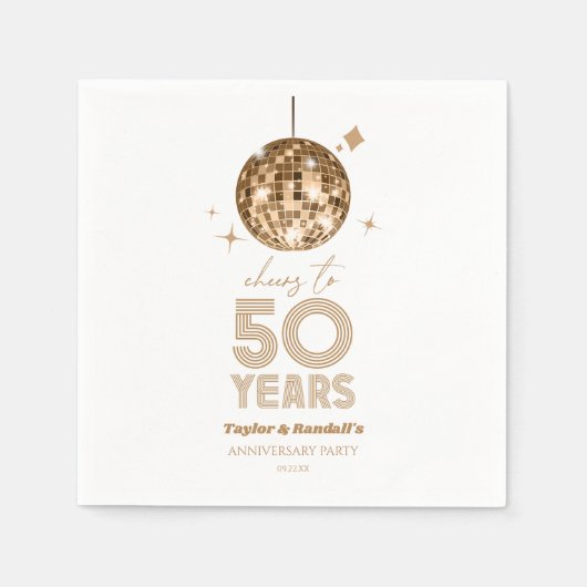 ディスコ応援結婚50周年パーティー スタンダードカクテルナプキン (正面)