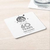 ディスコ応援結婚60周年パーティー スクエアペーパーコースター (アングル)