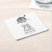 ディスコ応援結婚75周年パーティー スクエアペーパーコースター (アングル)