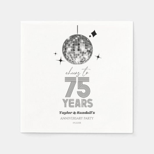ディスコ応援結婚75周年パーティー スタンダードカクテルナプキン (正面)