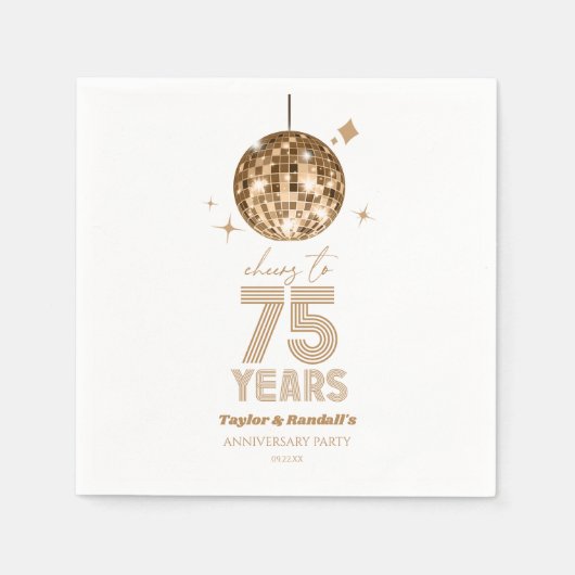 ディスコ応援結婚75周年パーティー スタンダードカクテルナプキン (正面)