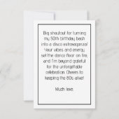 ディスコ感謝していラブボールレトロ誕生日 サンキューカード (裏面)