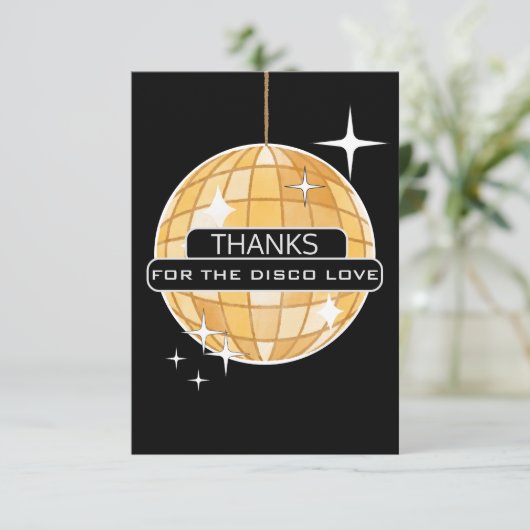 ディスコ感謝していラブ金ゴールドボールレトロ誕生日 サンキューカード (スタンド正面)