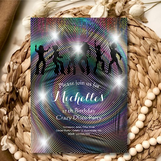 ディスコ熱狂するのサイケデリック誕生日 招待状